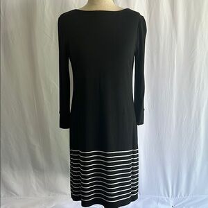 Elegant Black and White Striped Dress